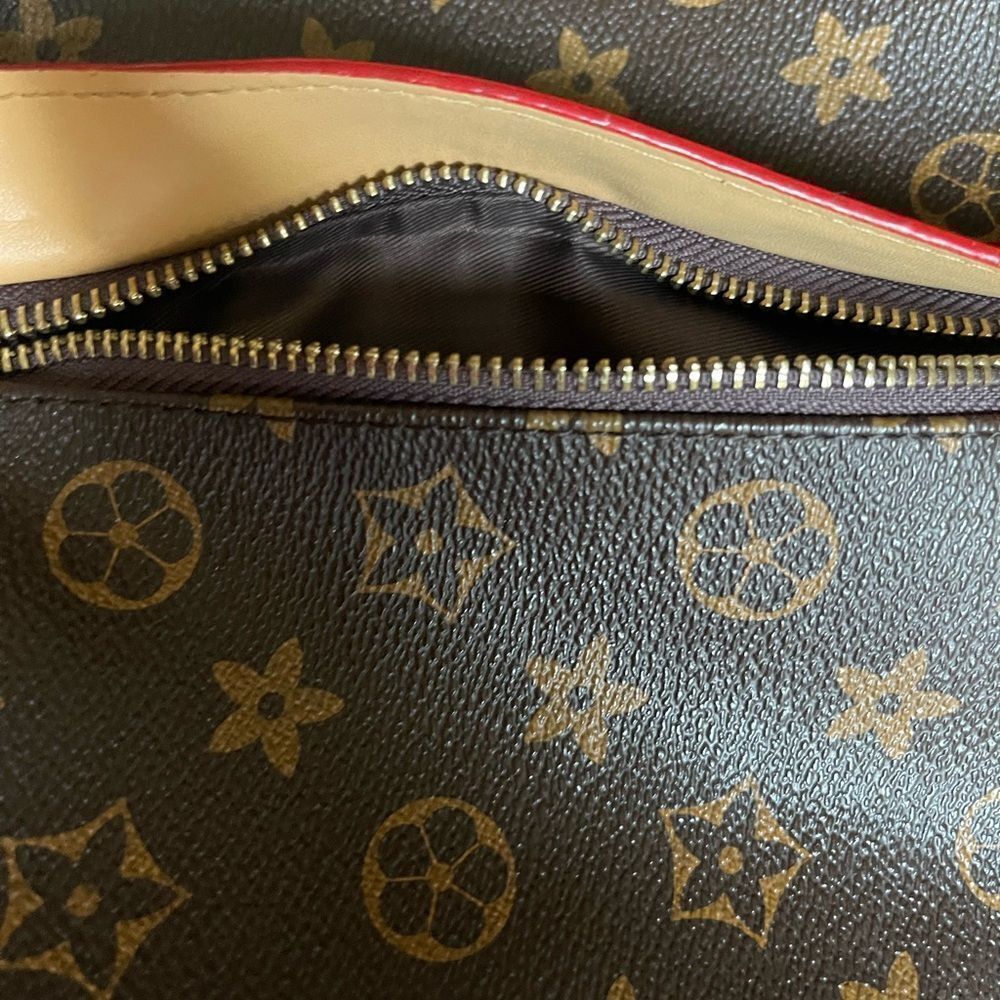 Stylish  Synthetic Brown & Gold Backpack / Shoulder bag tan trim Accents - Picture 8 of 15